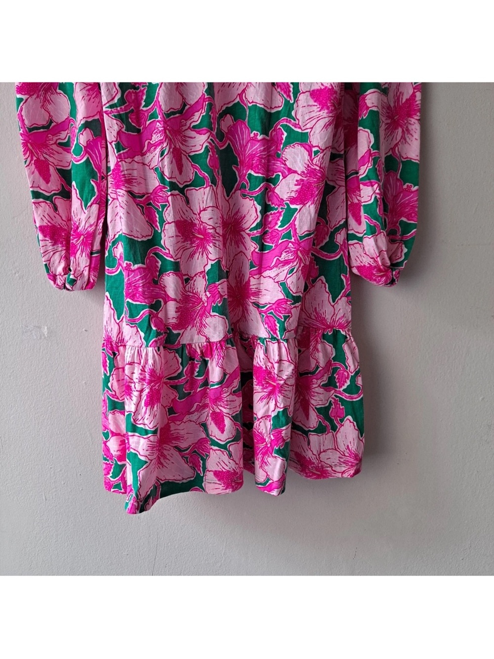 Lilly Pulitzer Pink & Green Floral Long Sleeve Shift Dress medium - Picture 3 of 3